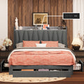 Queen Size Upholstered Bed Frame with Storage Headboard and 3 Drawers M57676
