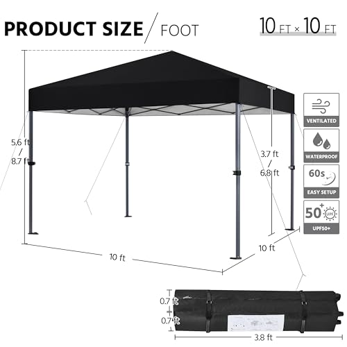 10x10 Pop Up Canopy Tent with Wheeled Bag E295