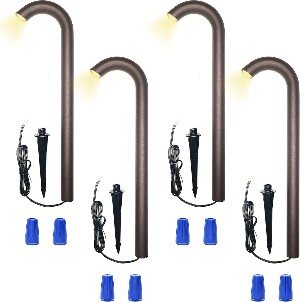 4 Pack Brown Aluminum Bollard Pathway Lights S809