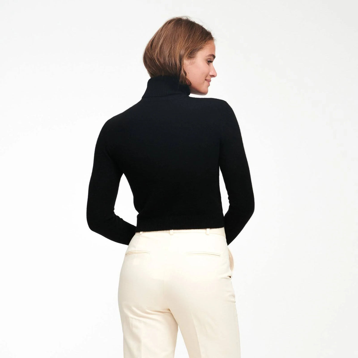 Cashmere Cropped Turtleneck Oatmeal I4656