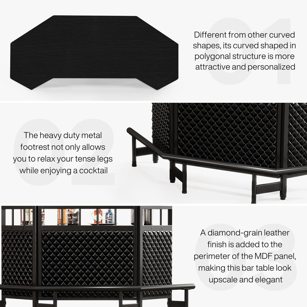 Black 4 Tier Bar Cabinet with Stemware Rack Z112