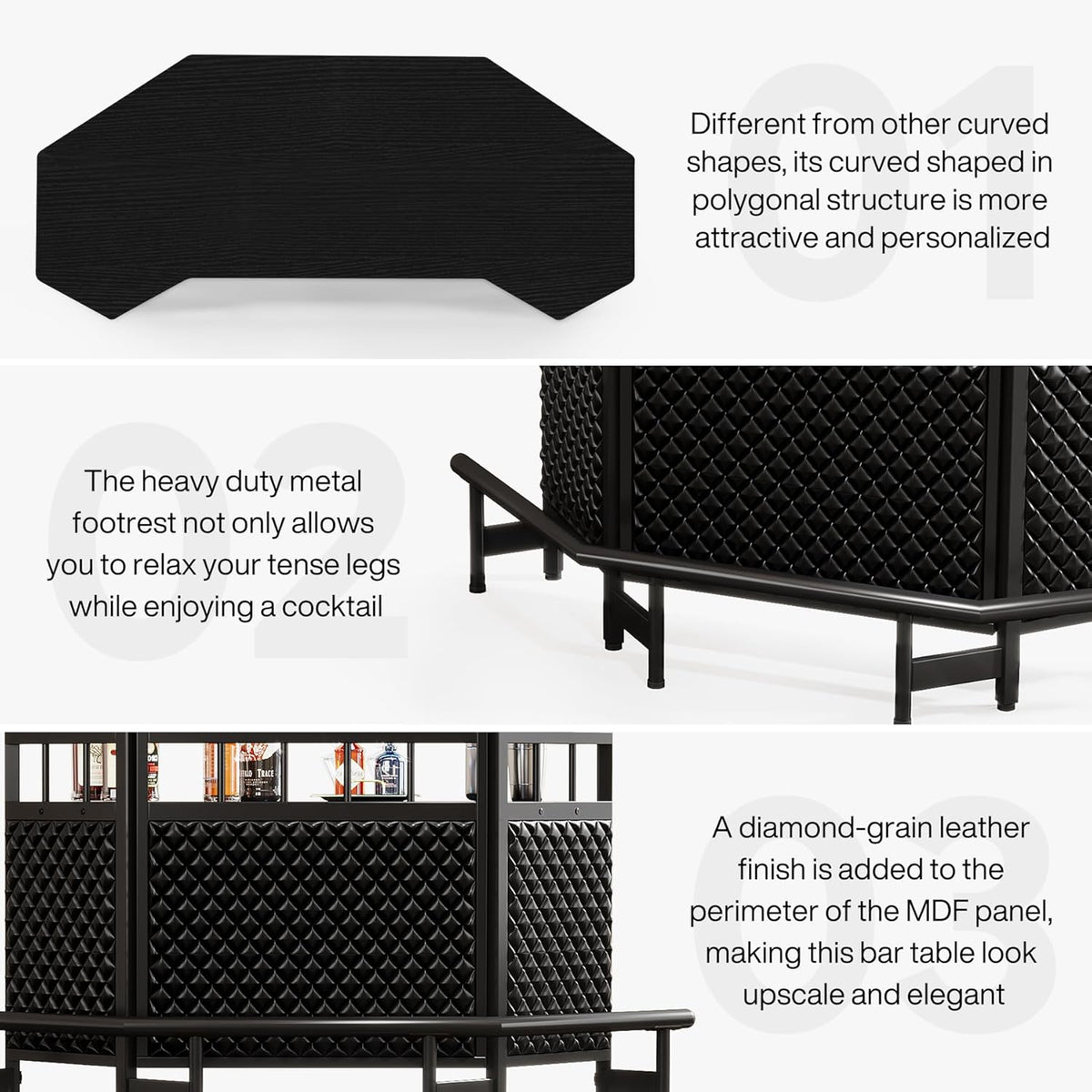 Black 4 Tier Bar Cabinet with Stemware Rack Z112