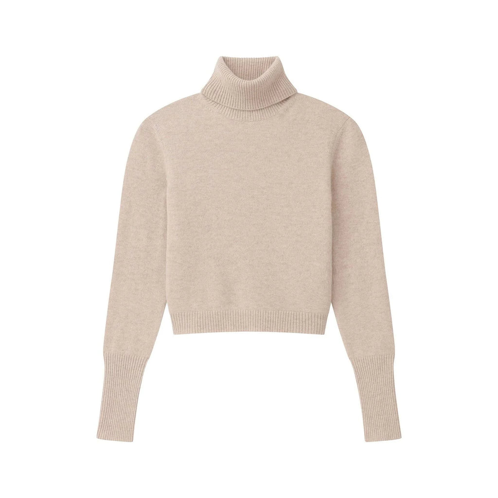 Cashmere Cropped Turtleneck Oatmeal I4656