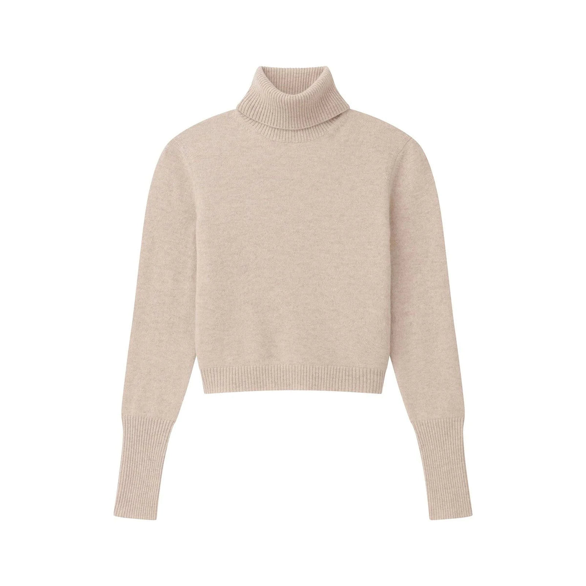 Cashmere Cropped Turtleneck Oatmeal I4656