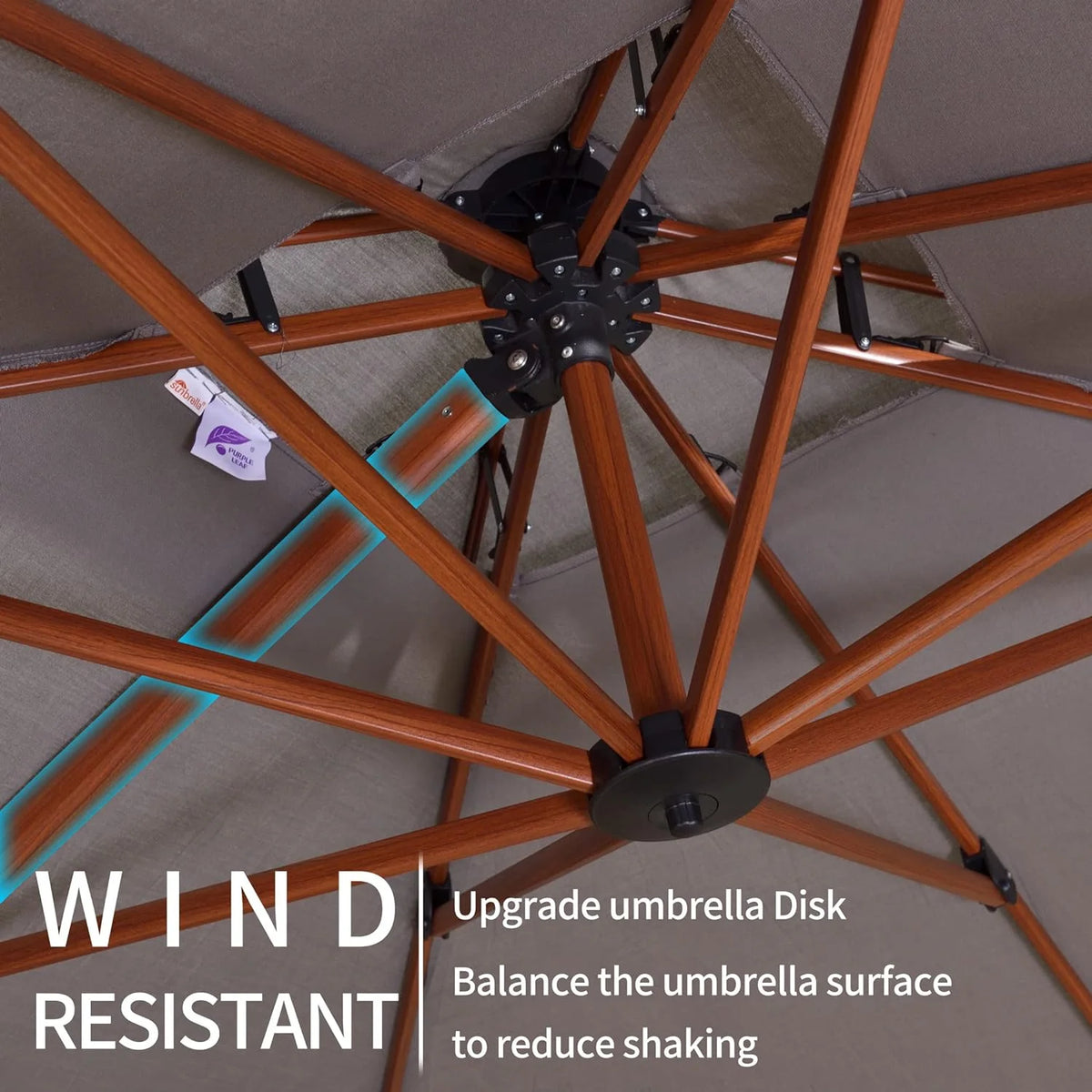 10 Feet Double Top Wood Pattern Square Patio Umbrella R2297
