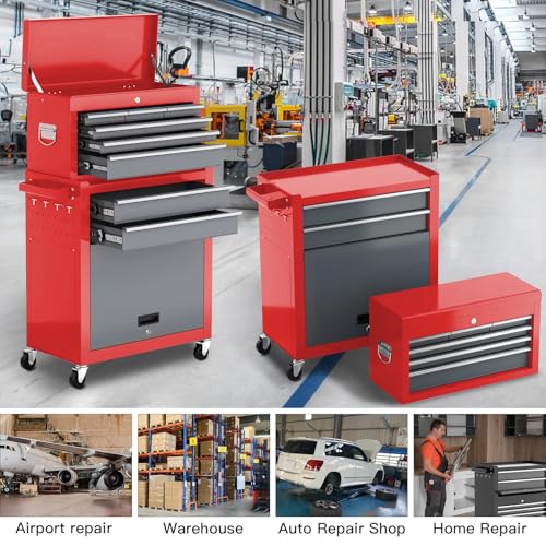 8 Drawer Rolling Metal Tool Chest with Wheels A341