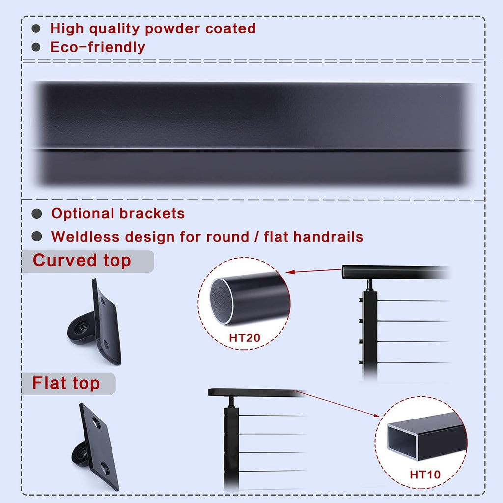 2 Pack 36x2x2 304 Stainless Steel Black Cable Railing Post F67374