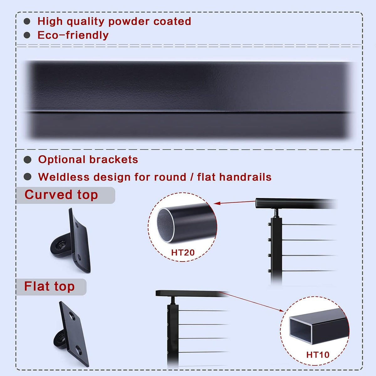 2 Pack 36x2x2 304 Stainless Steel Black Cable Railing Post F67374