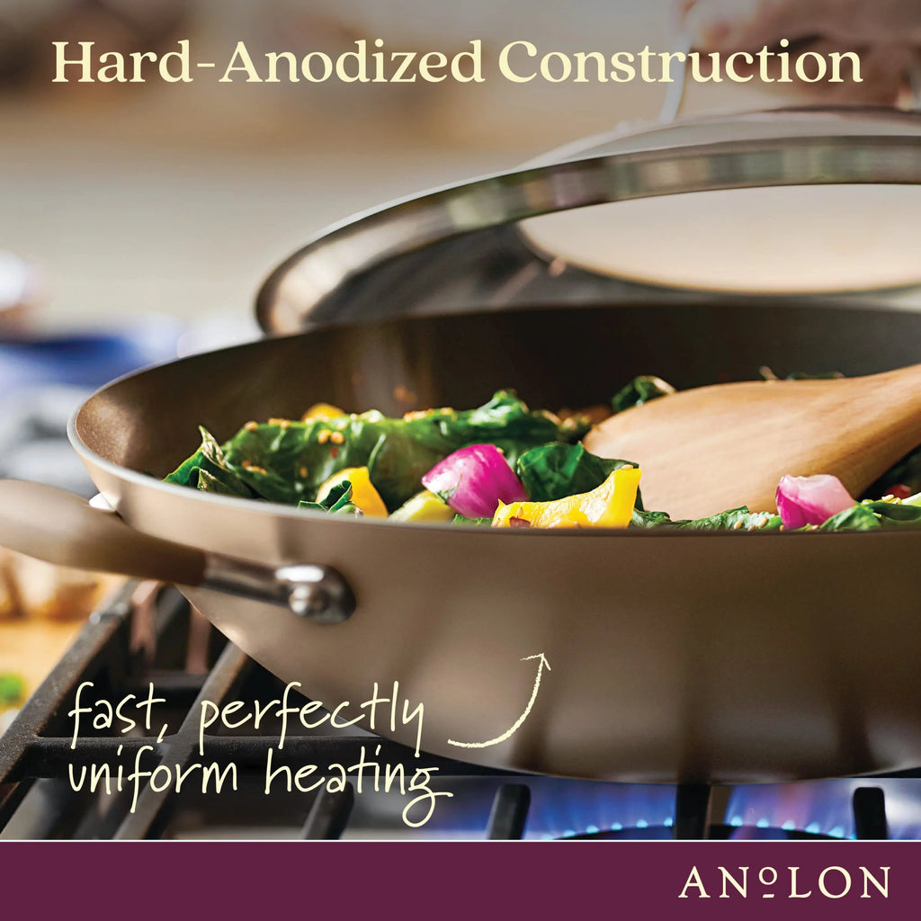 14 Inch Hard Anodized Nonstick Wok with Lid V692351