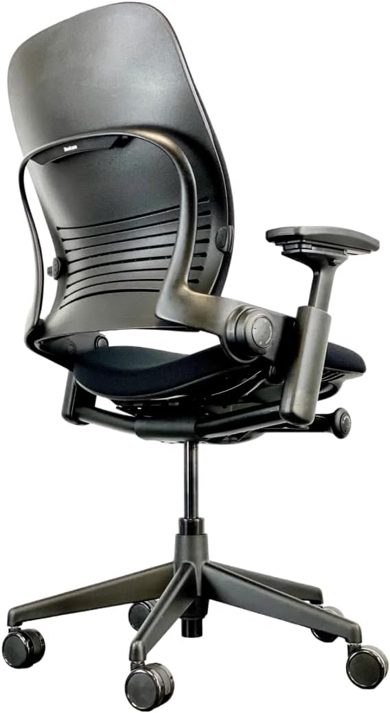 Black Fabric Black Frame Office Chair with Lumbar Support B951