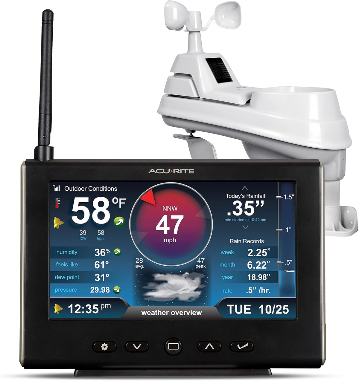 White Black Weather Station with HD Display I341051