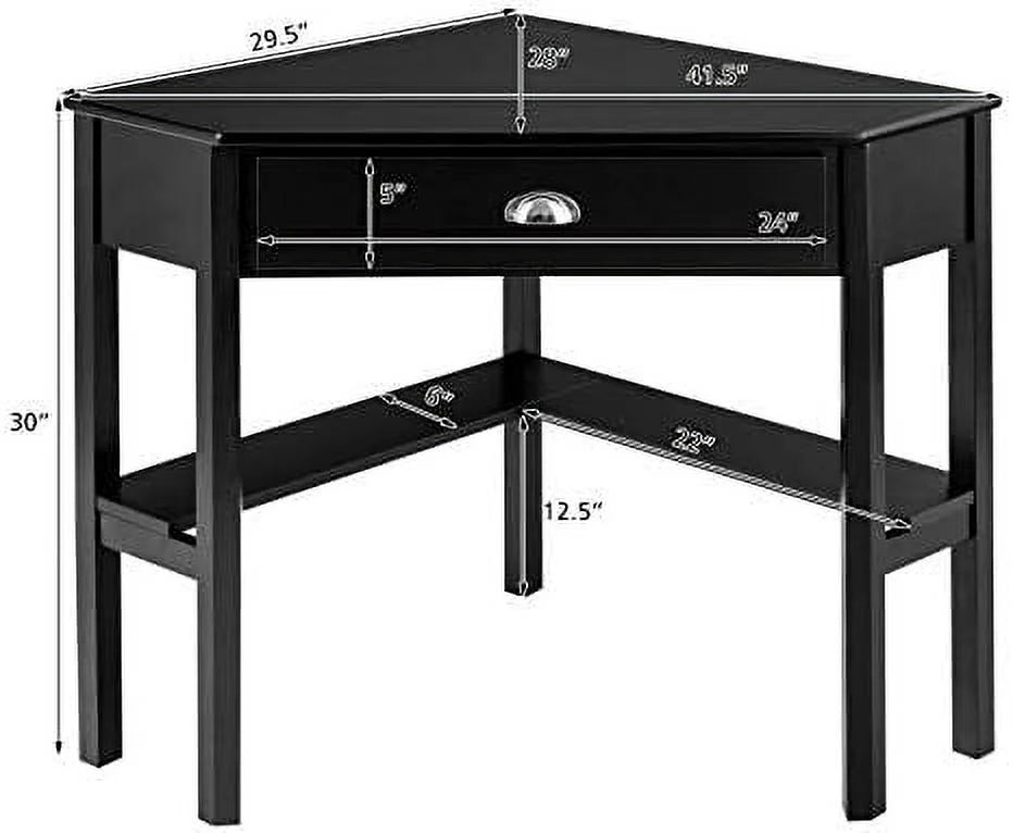 Corner Computer Desk with Drawer and Shelves X580229