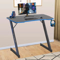 Blue Z Shaped Gaming Desk with Headphone Hook H78962