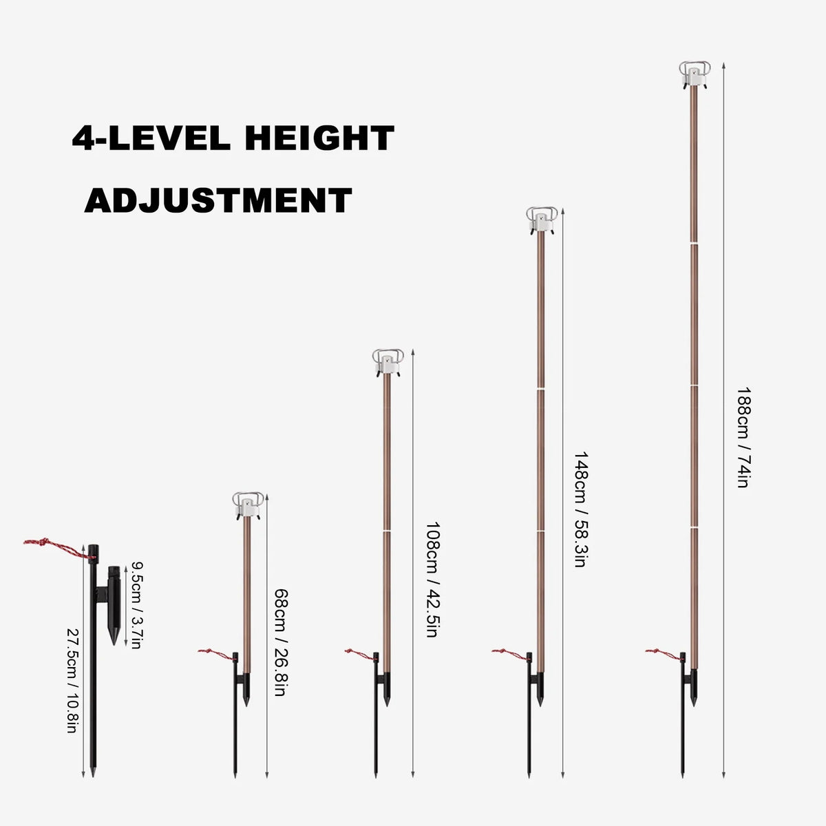 Portable Camping Folding Lamp Pole Lightweight Collapsible Aluminum Lantern Stand Light Hanger Holder Stick W13053