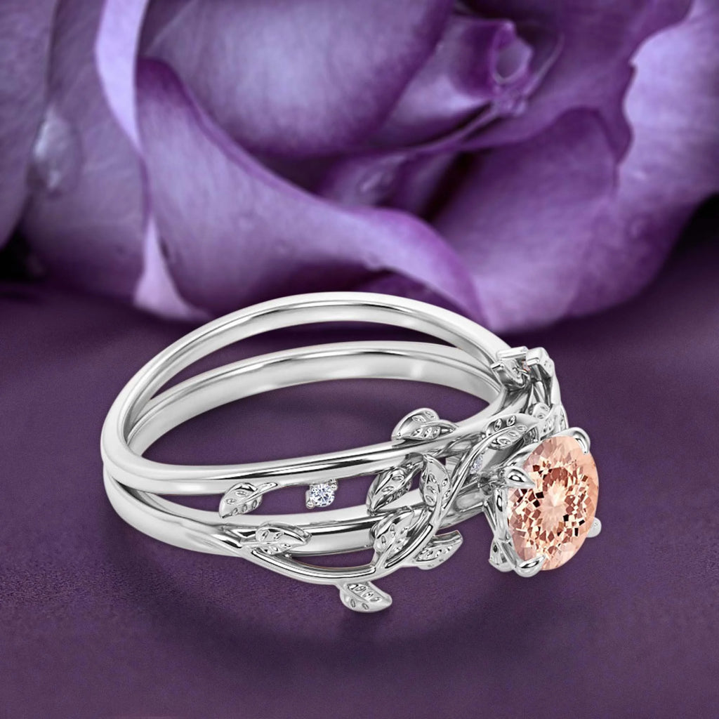 10k Solid White Gold Morganite Engagement Ring E5942