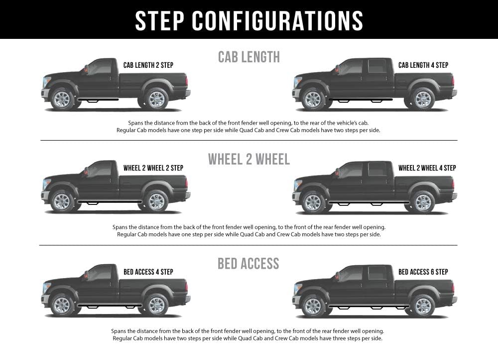 Textured Black Cab Length Truck Steps S257