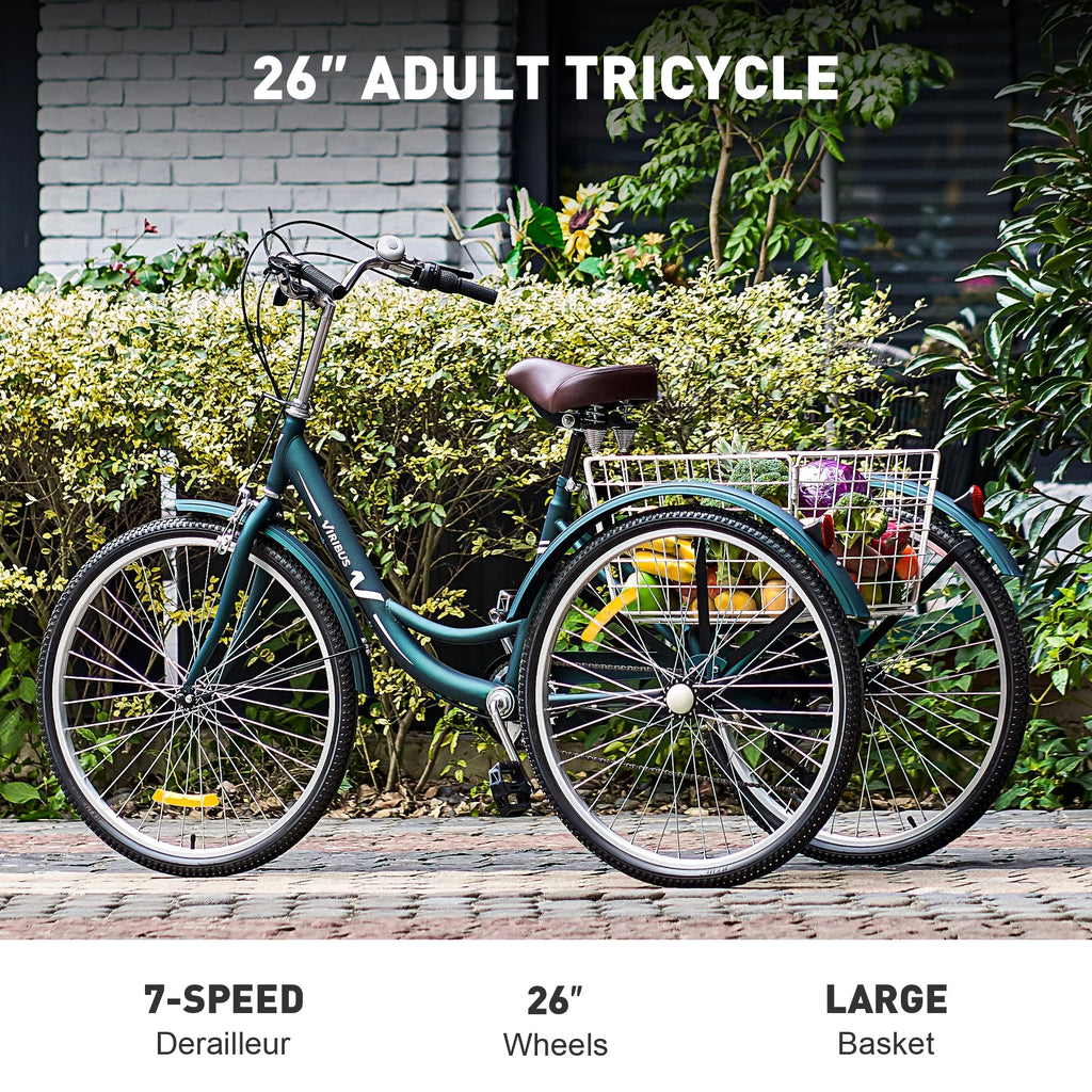 26 Inch 3 Wheel Bike with 7 Speeds & Basket R4889