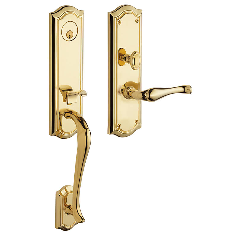 Satin Brass and Black Left Hand Dummy Entry Handleset with Lever G9858