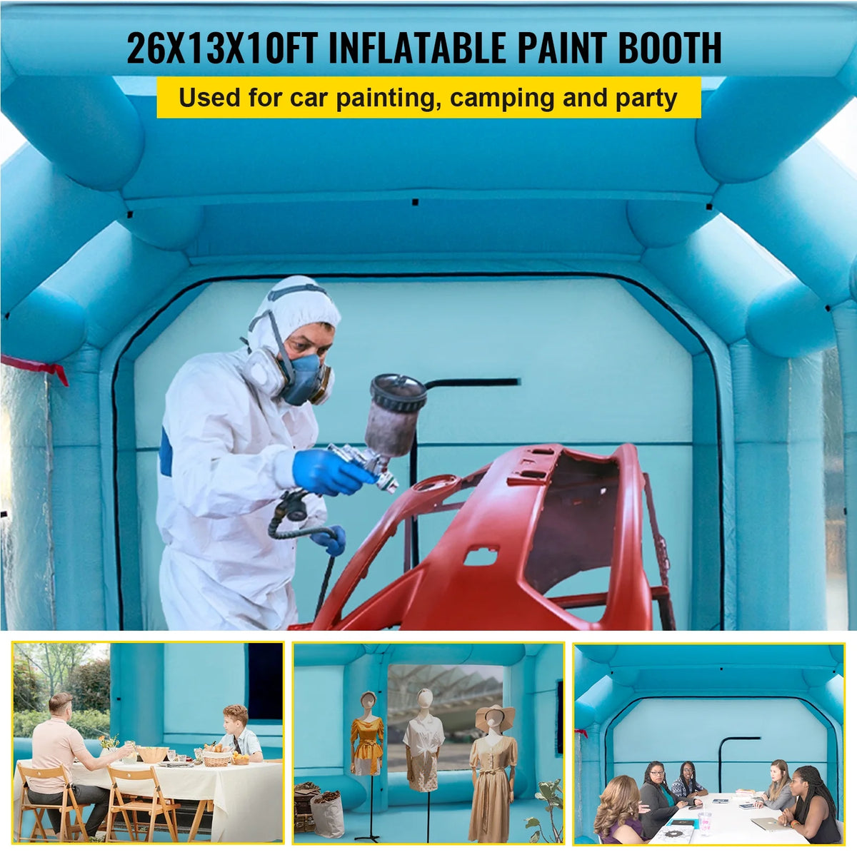 Inflatable Spray Booth Car Paint Tent 26x13x10FT Filter System 2 Blowers X7362