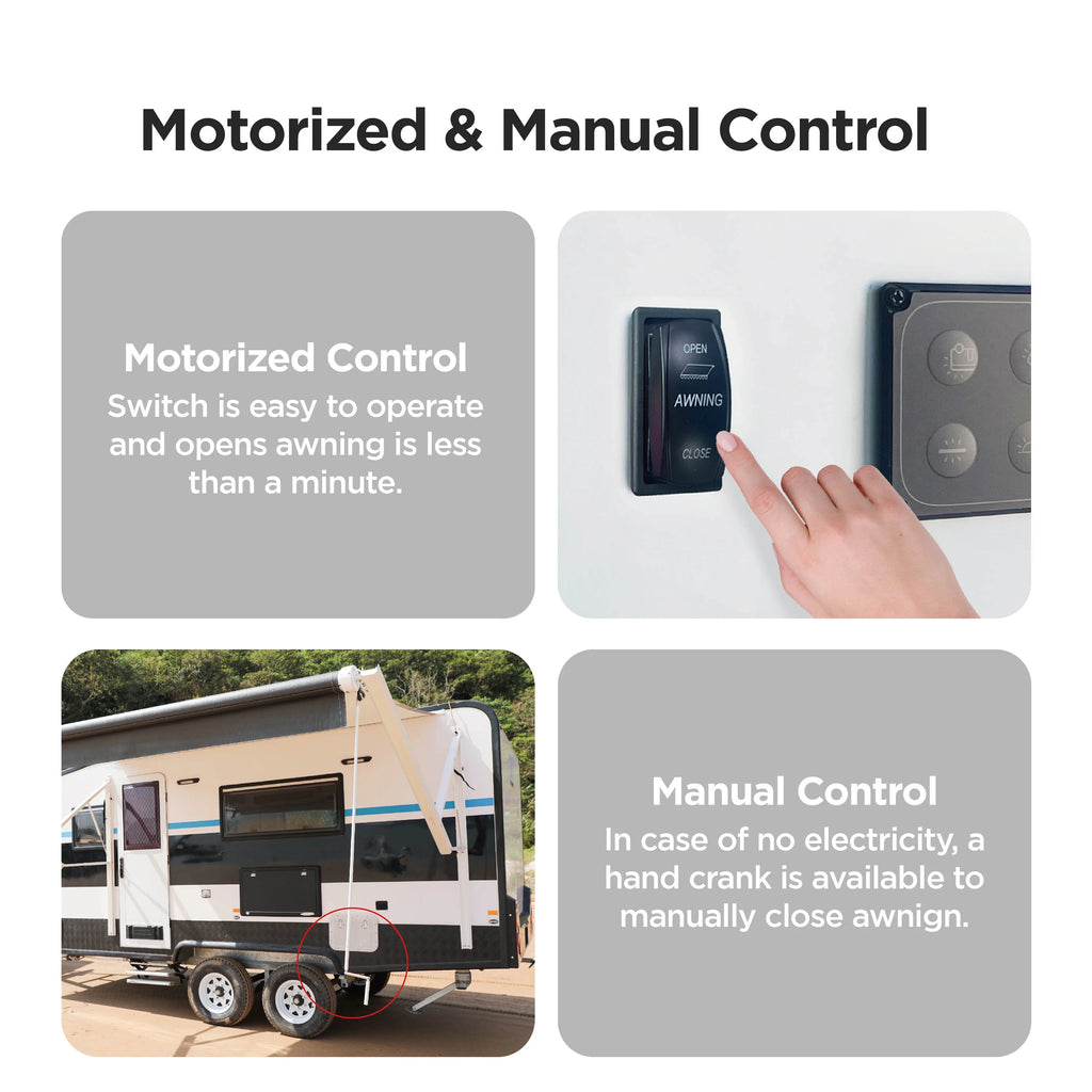 Grey Motorized Retractable RV Awning 20X8 ft Y966355