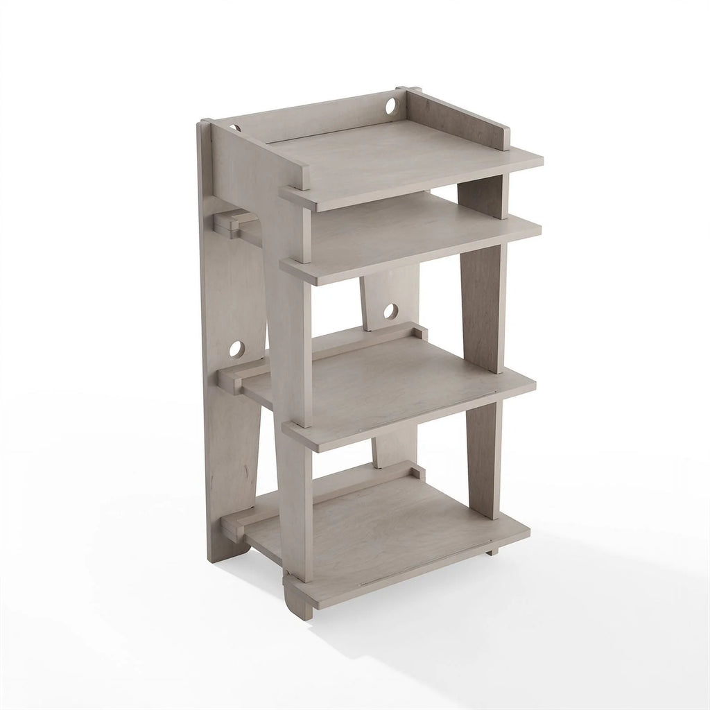 Gray MDF Wood and Birch Veneer Turntable Stand H495