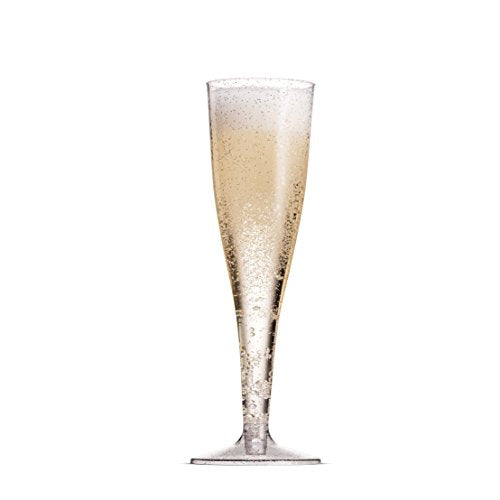 50 Pack 5 Oz Gold Rimmed Clear Plastic Champagne Flutes Z970597