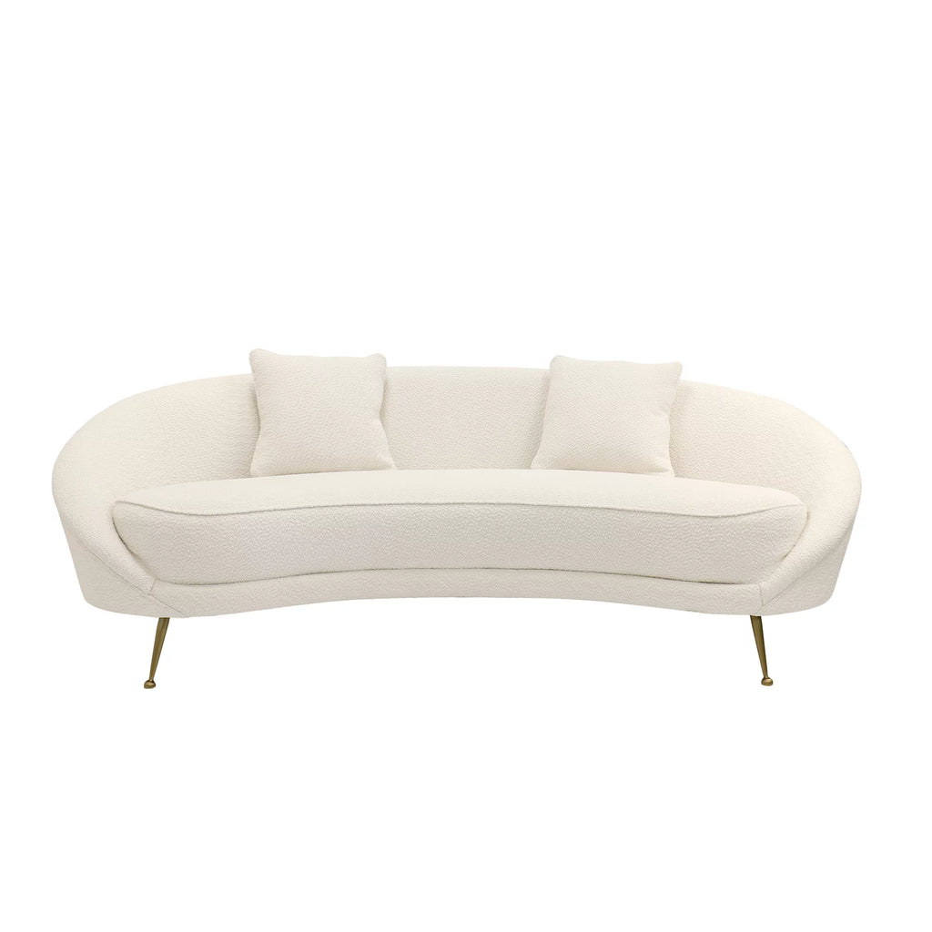 Ivory Textured Fabric Curved Sofa T193318