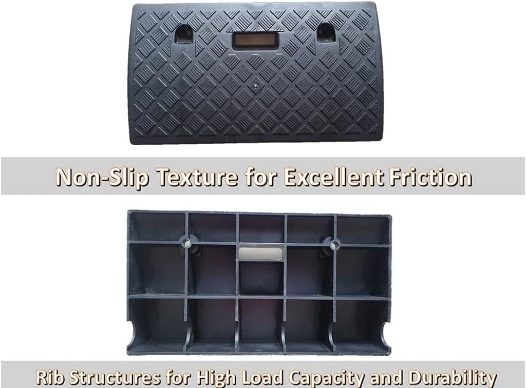 Portable Plastic Curb Ramp 2 PC Heavy Duty Lightweight Threshold Ramp with 4 Mounting Bolts J978