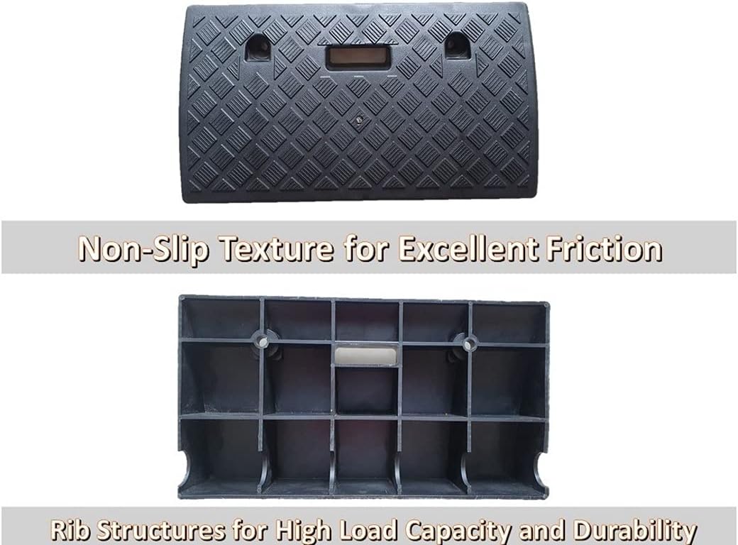 Portable Plastic Curb Ramp 2 PC Heavy Duty Lightweight Threshold Ramp with 4 Mounting Bolts J978