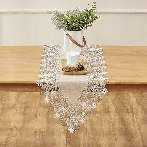 Beige Floral Lace Table Runner 120 inches L3552