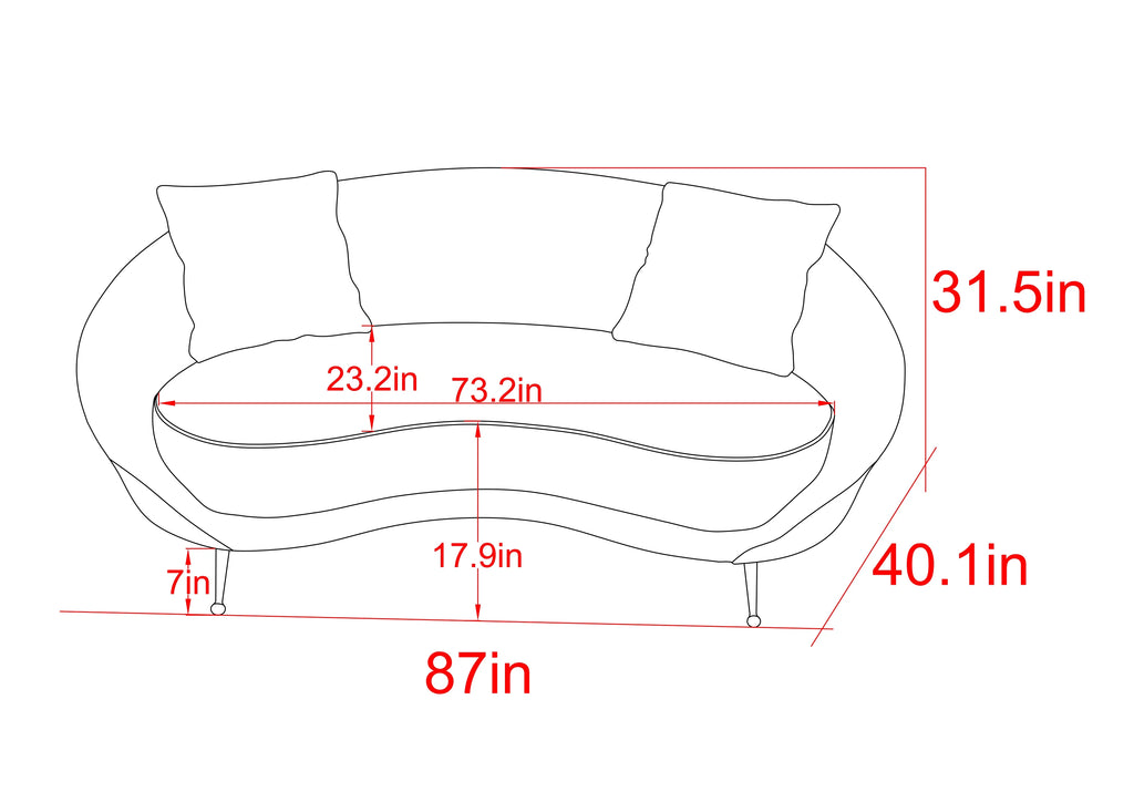 Ivory Textured Fabric Curved Sofa T193318