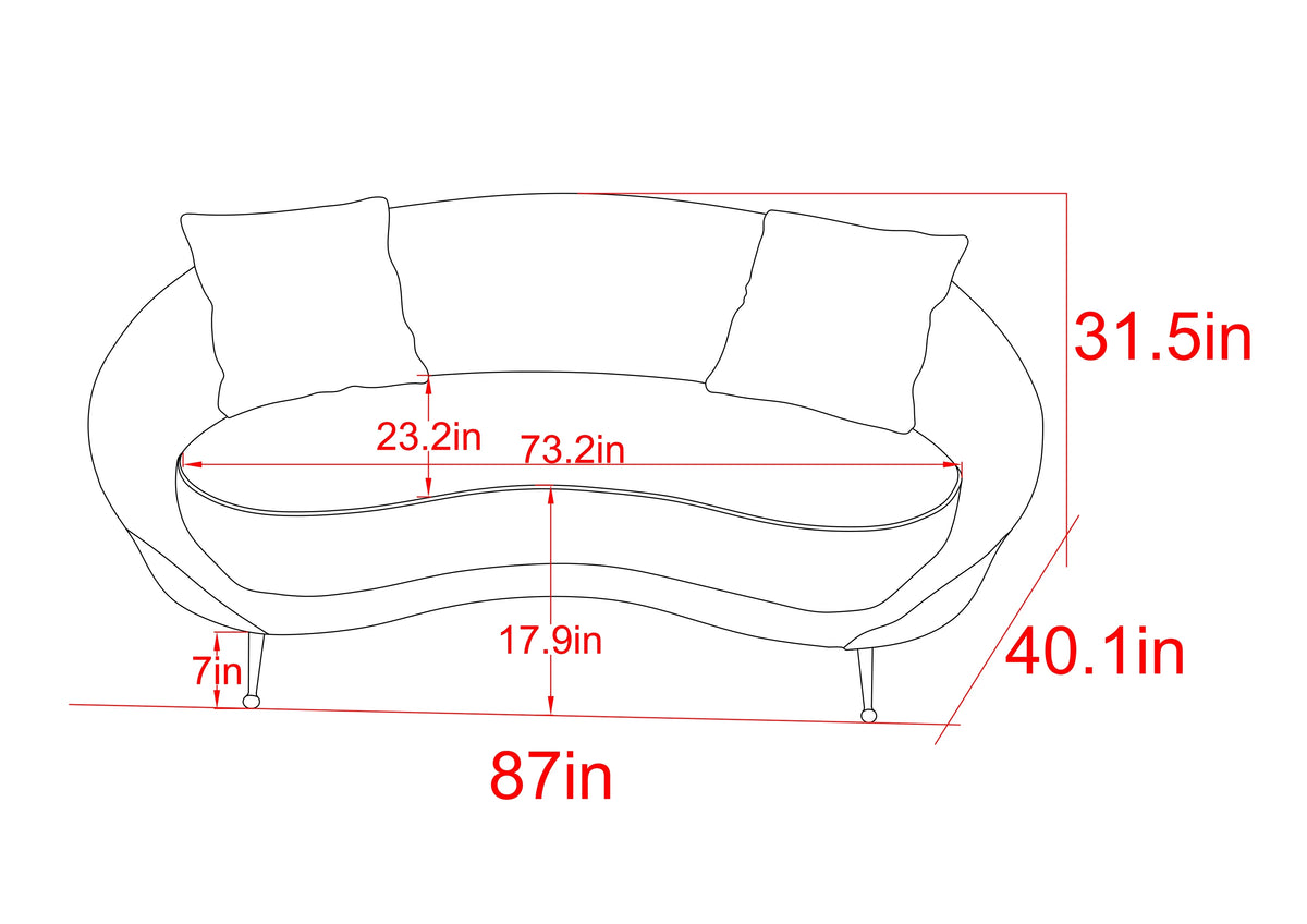 Ivory Textured Fabric Curved Sofa T193318