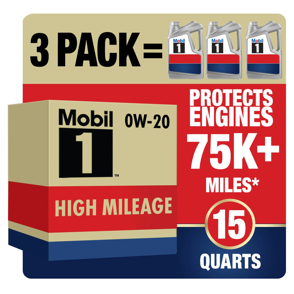 High Mileage Full Synthetic 0W-20 Motor Oil 5 Quart Pack of 3 L84931