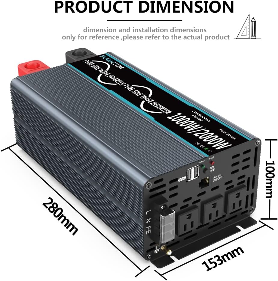 1000W Pure Sine Wave Inverter 12V to 110V X84854