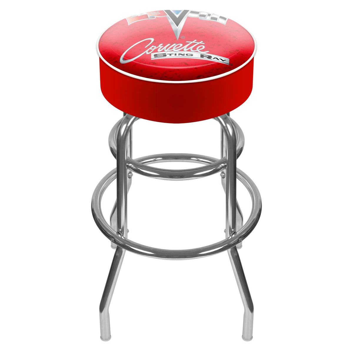 Red Padded Swivel Bar Stool D473762