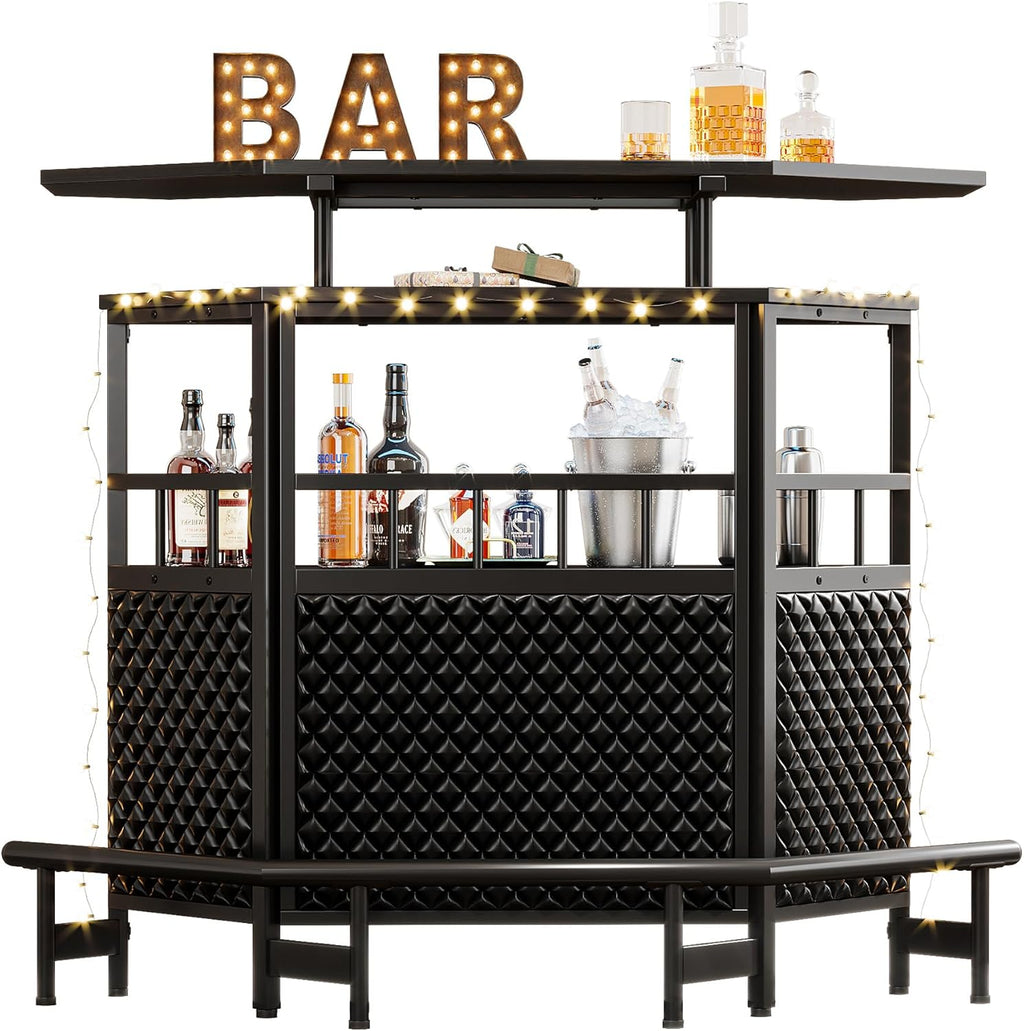 Black 4 Tier Bar Cabinet with Stemware Rack Z112