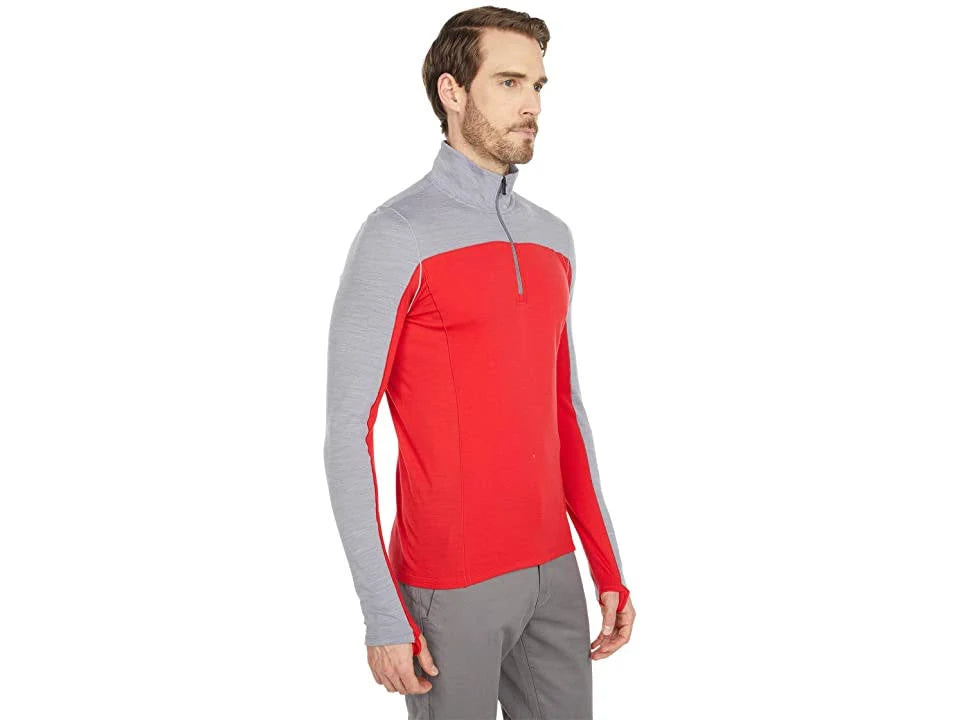 Merino Sport 250 Long-Sleeve 1/4-Zip Top Light Gray Heather/Cardinal Red O969