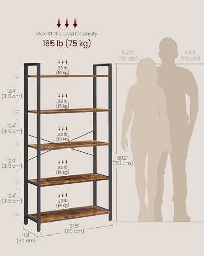 5-Tier Steel Frame Bookshelf K542