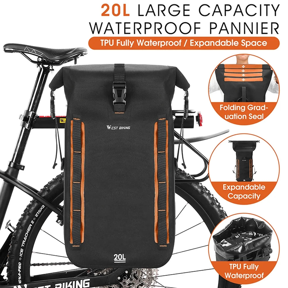 Expandable Bike Rear Seats Bag Large Capacity Rack Trunk Bags D781789