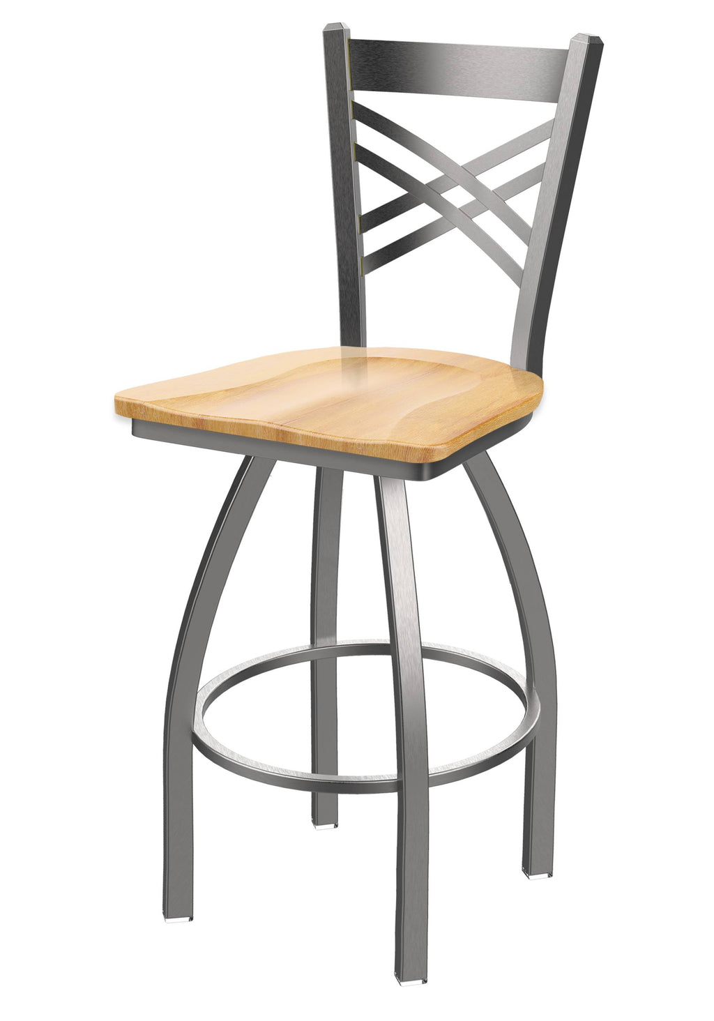 Swivel Counter Stool with Stainless Finish and Natural Maple Seat R682506
