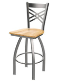 Swivel Counter Stool with Stainless Finish and Natural Maple Seat R682506