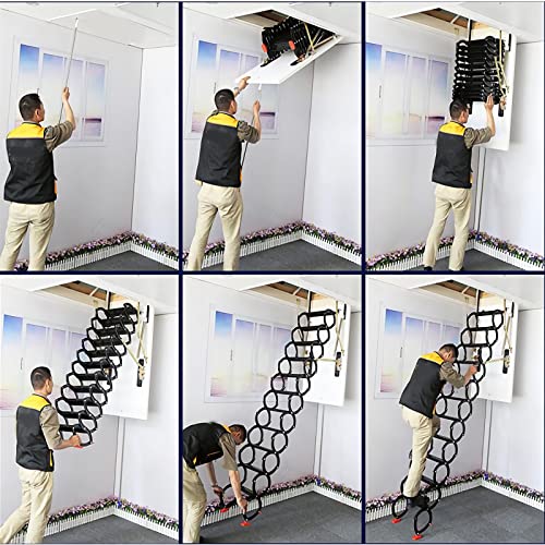 White 13 Steps Retractable Attic Ladder Q30609