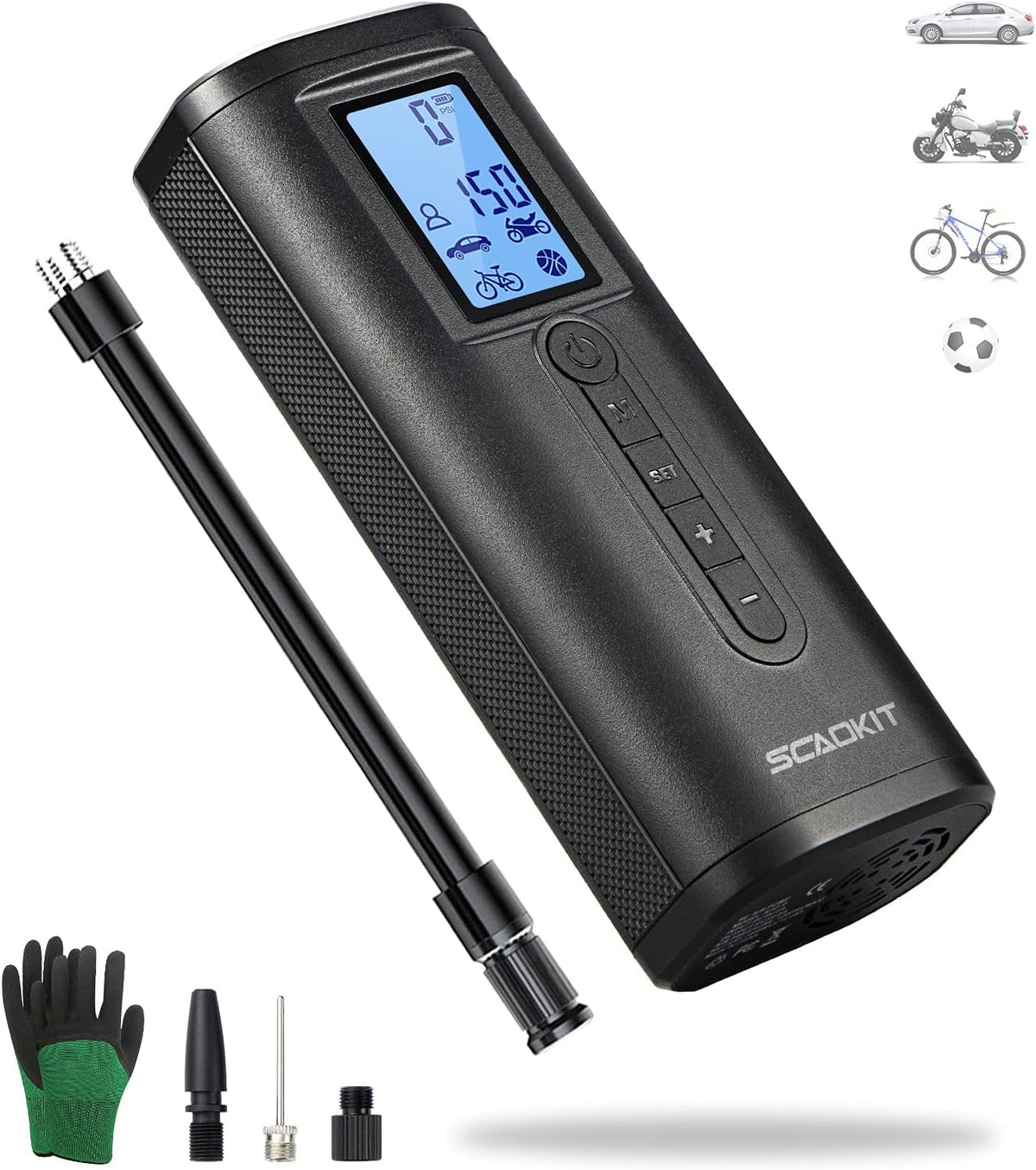 150PSI Portable Air Compressor Tire Inflator with Digital LCD Pressure Gauge A65010