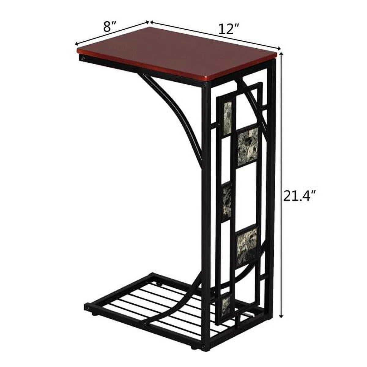 Brown C-Shaped Sofa Side Table X70756