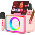 Portable Bluetooth Karaoke Machine with 2 Wireless Microphone and LED Lights W8549
