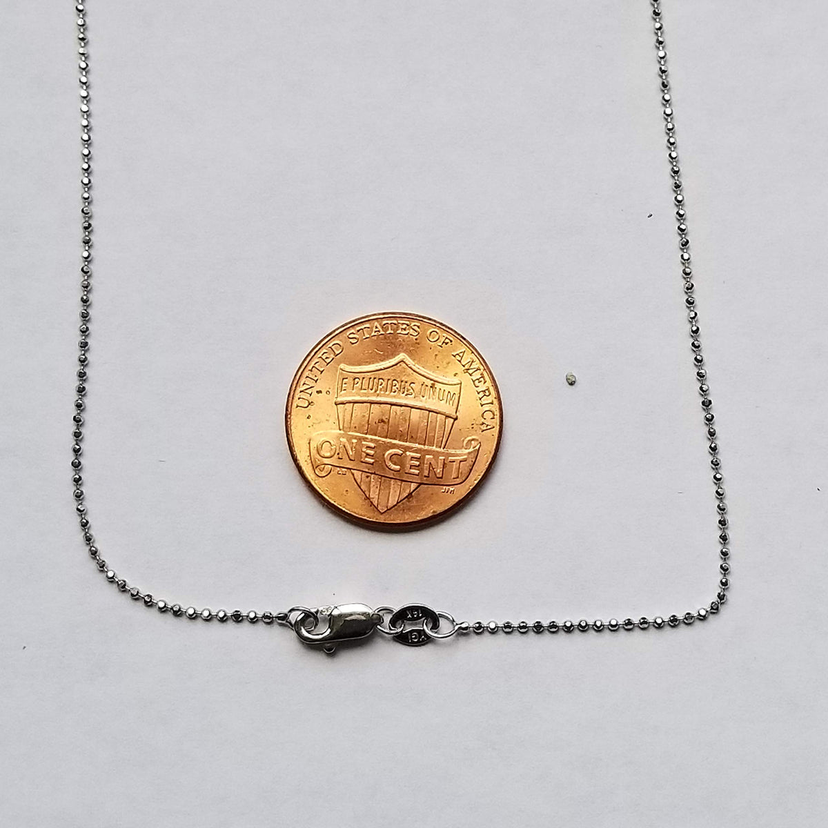 14k Solid White Gold Diamond-Cut Bead Chain Necklace, 20 Inches G4077