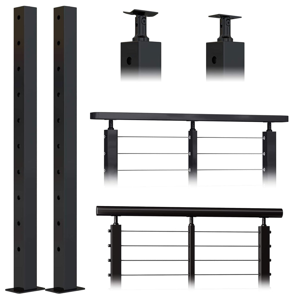 2 Pack 36x2x2 304 Stainless Steel Black Cable Railing Post F67374