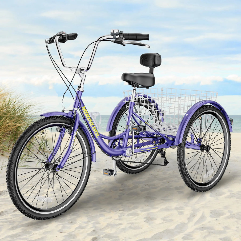 7 Speed 24inch Adult Tricycles with Shopping Basket G122019