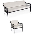 Black Outdoor Sofa and Lounge Chair 2-Piece Set U96224