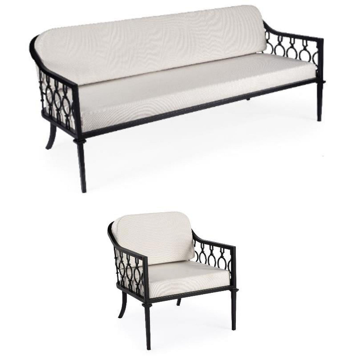 Black Outdoor Sofa and Lounge Chair 2-Piece Set U96224